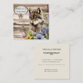 Snyggt Vattenfärgning Varg Flowers Fyrkantigt Visitkort