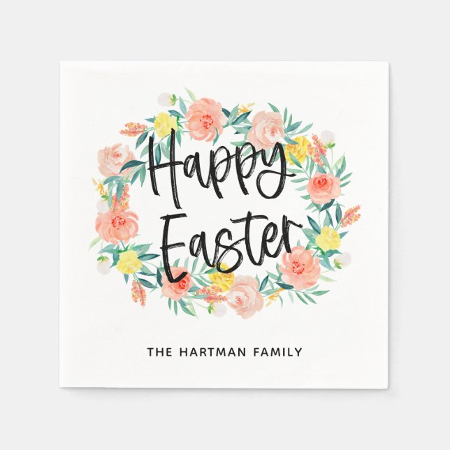 Snyggt Vattenfärgsfärgad Blommigt Utandning Glad p Pappersservett (Framsidan)