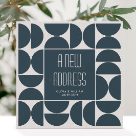 Snyggt Vi har flyttat New Home Adress Blue Black Meddelande