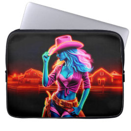Snyggt vibrerande cowgirl med retroaktiv belysning laptop fodral