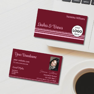Snyggt Vin Red Rosa Rand med Logotyp och foto Visitkort