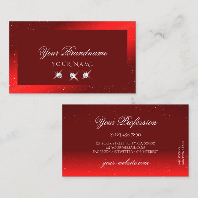 Snyggt Vin Red Sparkling Diamonds Professionell Visitkort (Fram/baksida)