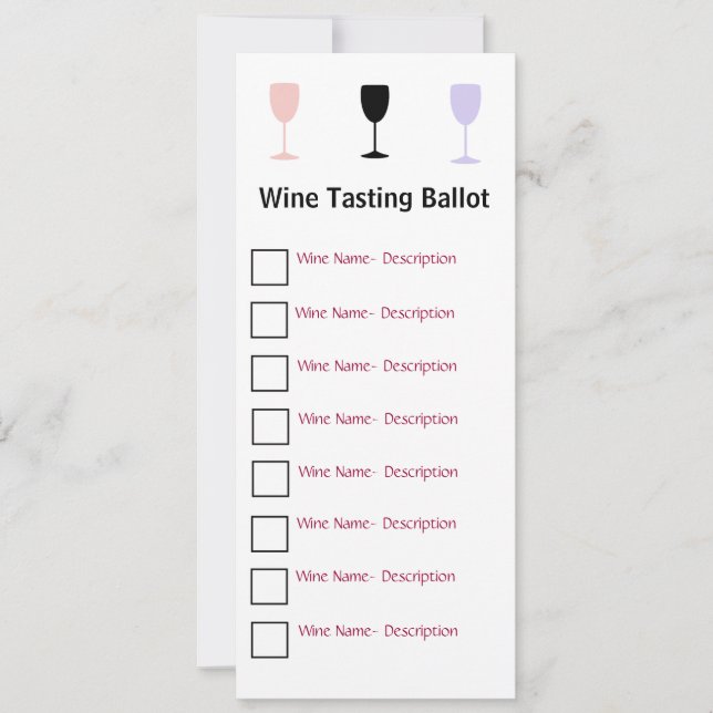 Snyggt Vin Tasting Ballot (Framsida)