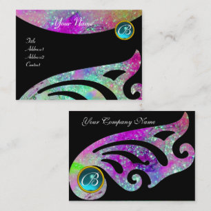 SNYGGT VINGAR MONOGRAM ,AQUA BLUE rosa,lila,teal Visitkort