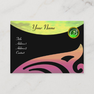 SNYGGT VINGAR MONOGRAM,grönt emerald,gult rosa Visitkort