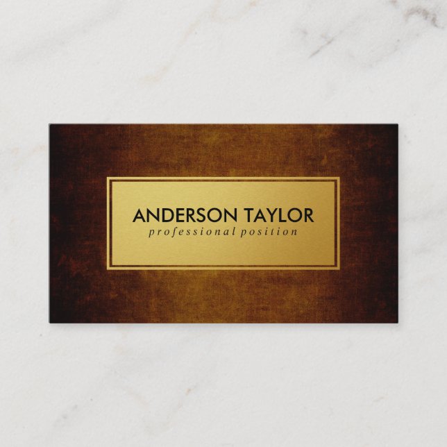 Snyggt Vintage Brown Golden Label Visitkort (Framsida)