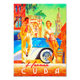 Snyggt Vintage Havana Streets Poster. Fototryck