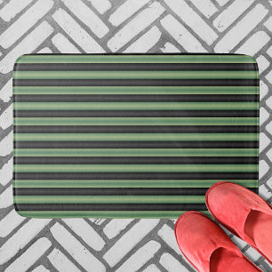 Snyggt Vintage Olive Sage Grönt Black 3D Stripe Badrumsmatta