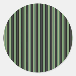 Snyggt Vintage Olive Sage Grönt Black 3D Stripe Runt Klistermärke