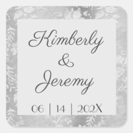 Snyggt Vintage Pewter Bröllop Fyrkantigt Klistermärke