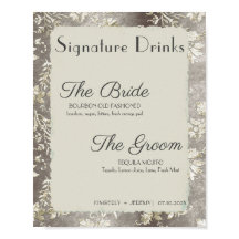 Snyggt Vintage Pewter Bröllop Namnteckning Drinks