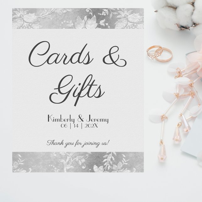 Snyggt Vintage Pewter Bröllop Tabletop Sign Poster (Skapare uppladdad)