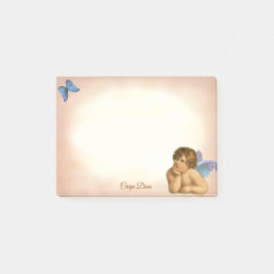 Snyggt Vintage Raphael Cherub och Blue Butterfly Post-it Block