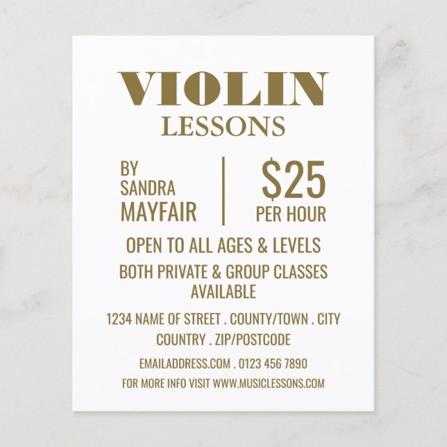Snyggt Violin Lessons Reklam Flygblad (Framsidan)