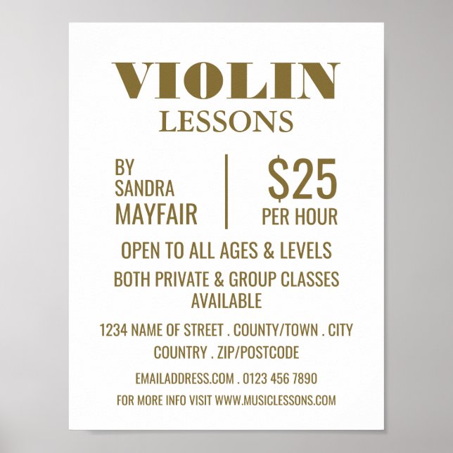 Snyggt Violin Lessons Reklam Poster (Framsidan)