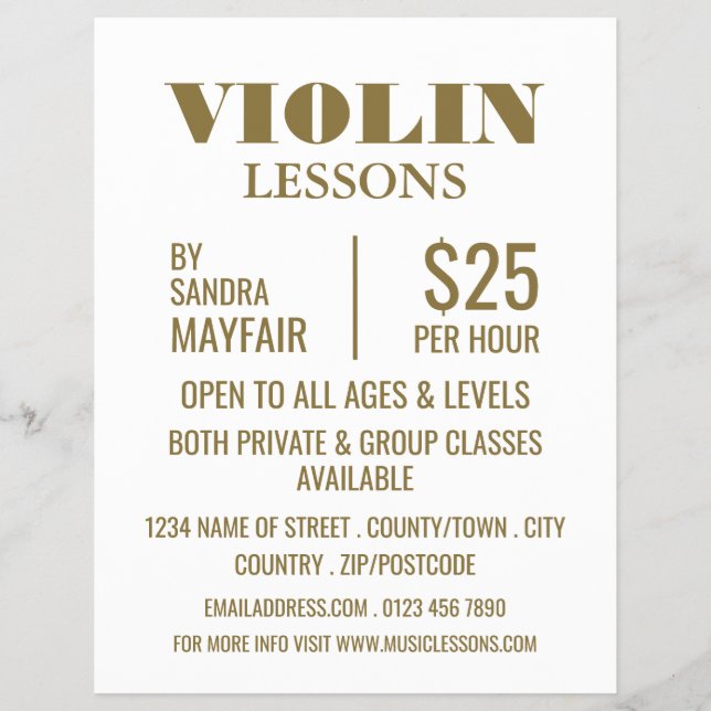 Snyggt Violin Lessons Reklam Reklamblad (Framsidan)
