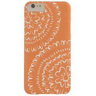 Snyggt Vit Blommigt Doodle Mönster på Orange Barely There iPhone 6 Plus Fodral