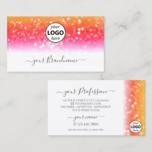 Snyggt Vit färgfull mousserande Glitter med Logoty Visitkort