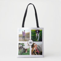 Snyggt Vit fyra fotorutnät med monogram
