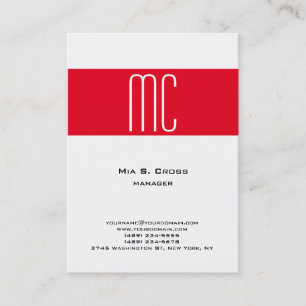 Snyggt: vit minimalistisk röd rand monogram visitkort