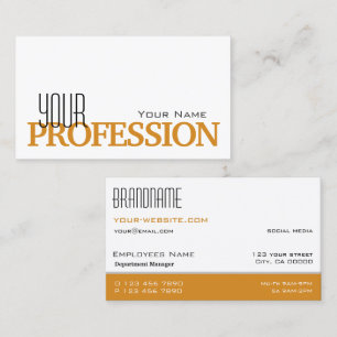 Snyggt Vit Orange enkel och Professionell Visitkort