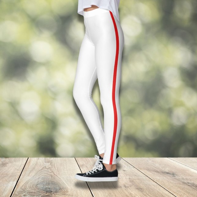 Snyggt Vita ben med röd sida rand Leggings (Skapare uppladdad)