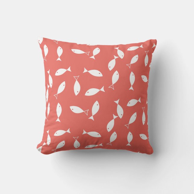 Snyggt Vita Mönster-fisktema Dekorativ kudde (Framsida)