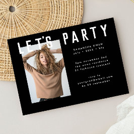 snyggt voguish black chic grad foto mod Party Inbjudningar