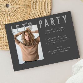 snyggt voguish grått chic grad foto modern Party Inbjudningar