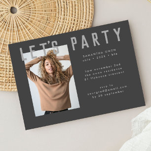 snyggt voguish grått chic grad foto modern Party Inbjudningar