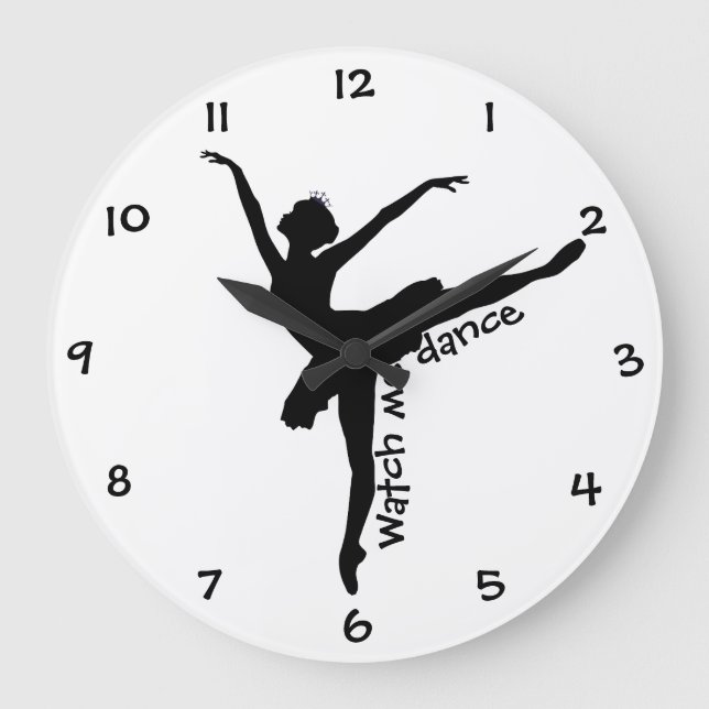 Snyggt WATCH ME DANCE Ballerina Silhouette Stor Klocka (Framsida)