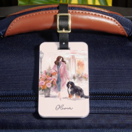 Snyggt Watercolor Bernese Mountain Hund älskare Bagagebricka