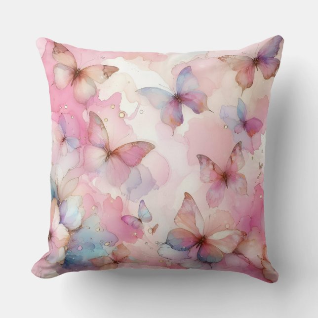 Snyggt Watercolor Butterfly Dekorativ kudde (Framsida)