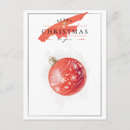 Snyggt Watercolor Julgran Red Boll Vykort