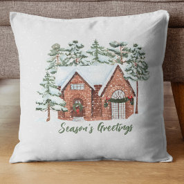 Snyggt Watercolor Nordic Farmhouse Julgran Kudde