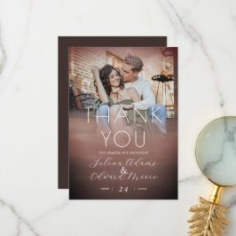 Snyggt Watercolor Ro Guld Photo Bröllop Tack Kort