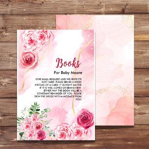 Snyggt Watercolor Rosa ros Bokar för Baby Say Tilläggskort