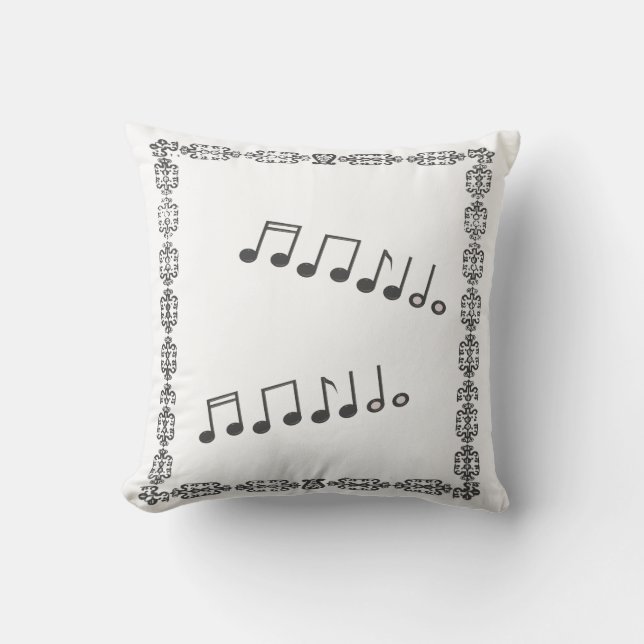 Snyggt White Black Musik noter Ram Cushion Kudde (Framsida)