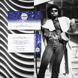 Snyggt White Blue Gnistra Glitter Stars med Logoty Visitkort