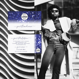 Snyggt White Blue Gnistra Glitter Stars med Logoty Visitkort