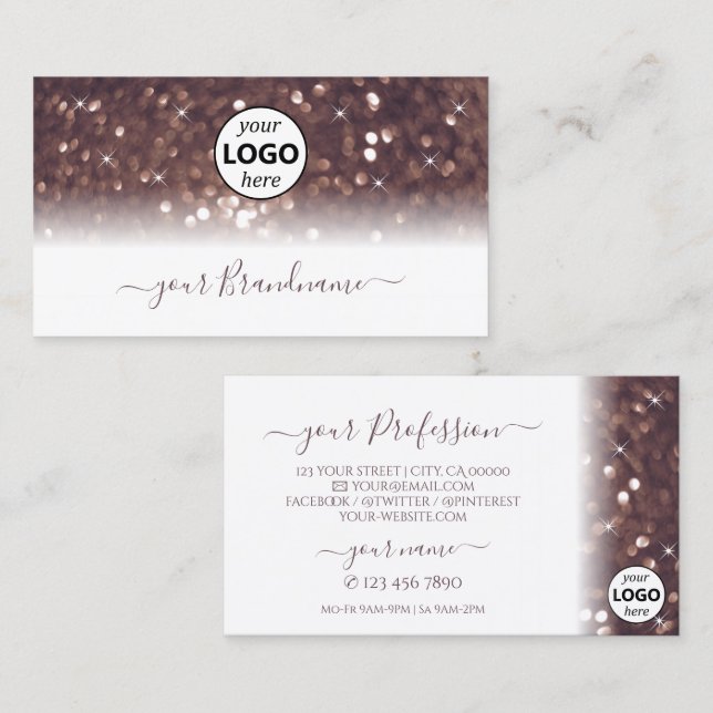 Snyggt White Burgundy Sparkling Glitter Add Logoty Visitkort (Fram/baksida)