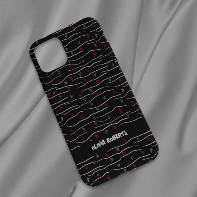 Snyggt White Chalk Hearts Linjer Mönster Personali (Skapare uppladdad)