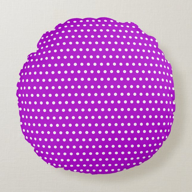 Snyggt White Dots Mönster Loely Lila Rund Kudde (Framsidan)
