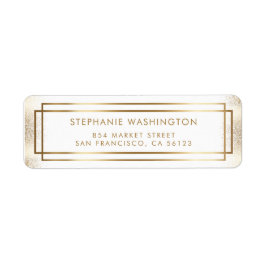 Snyggt White & Guld Gräns Bröllop Returadress Etikett