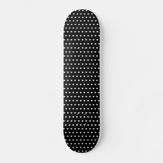 Snyggt White Hearts Mönster på Black Skateboard (Framsida)
