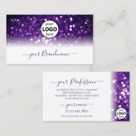 Snyggt White Lila Sparkling Glitter med Logotyp Visitkort