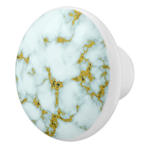 Snyggt White och Guld Marble ANPASSNINGSBAR Knopp