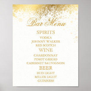 Snyggt White och Guld Snöflingor - Pub Menu Poster