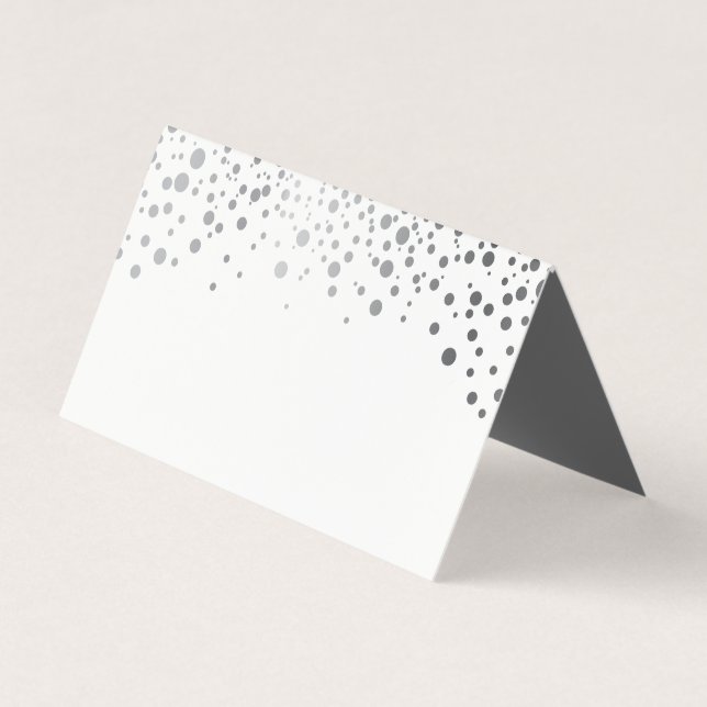 Snyggt White och Silver Confetti | Placera kort (Framsida)