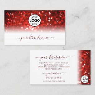 Snyggt White Red Gnistra Glitter med Logotyp Moder Visitkort